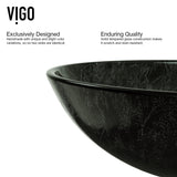 Glass Grey Onyx Bathroom Sink/Basin Set with Linus Faucet and Round Vessel Q3W1 - product image 3