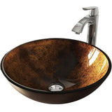 Glass Russet Brown Bathroom Sink/Basin Set with Linus Faucet and Round Vessel B2O4 - product image 1
