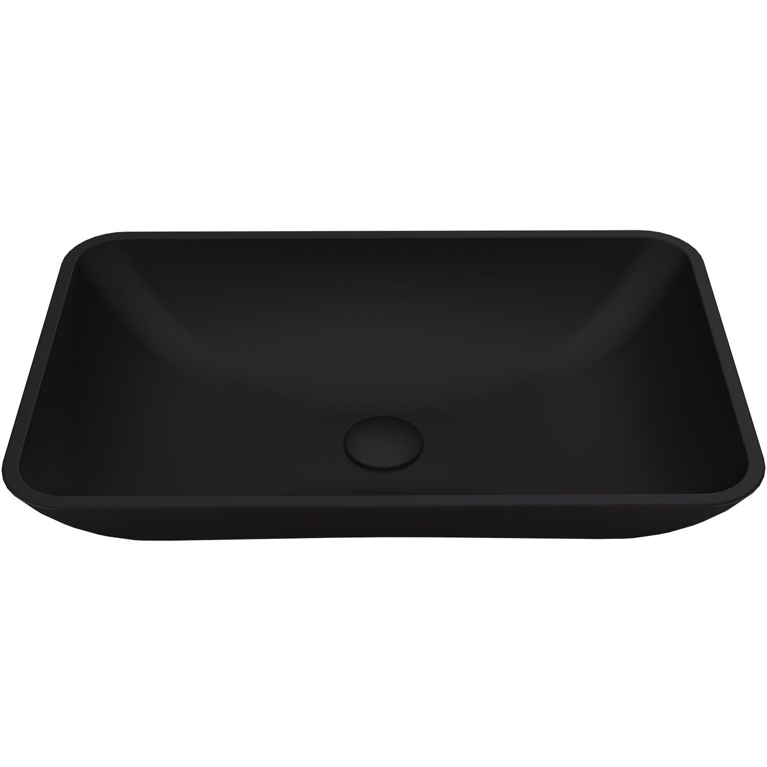 Hadyn Glass Rectangular Vessel Bathroom Sink/Basin with Rounded Edges & Deep Bowl, Black F2J6 - product image 1