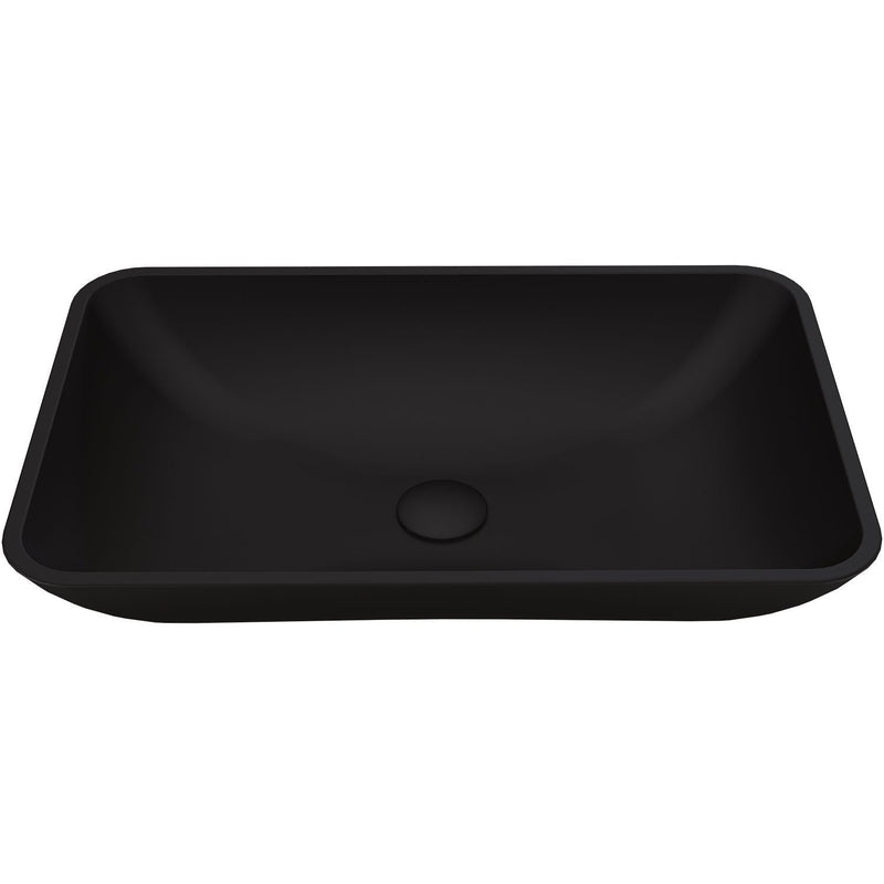 Hadyn Glass Rectangular Vessel Bathroom Sink/Basin with Rounded Edges & Deep Bowl, Black U0Z6