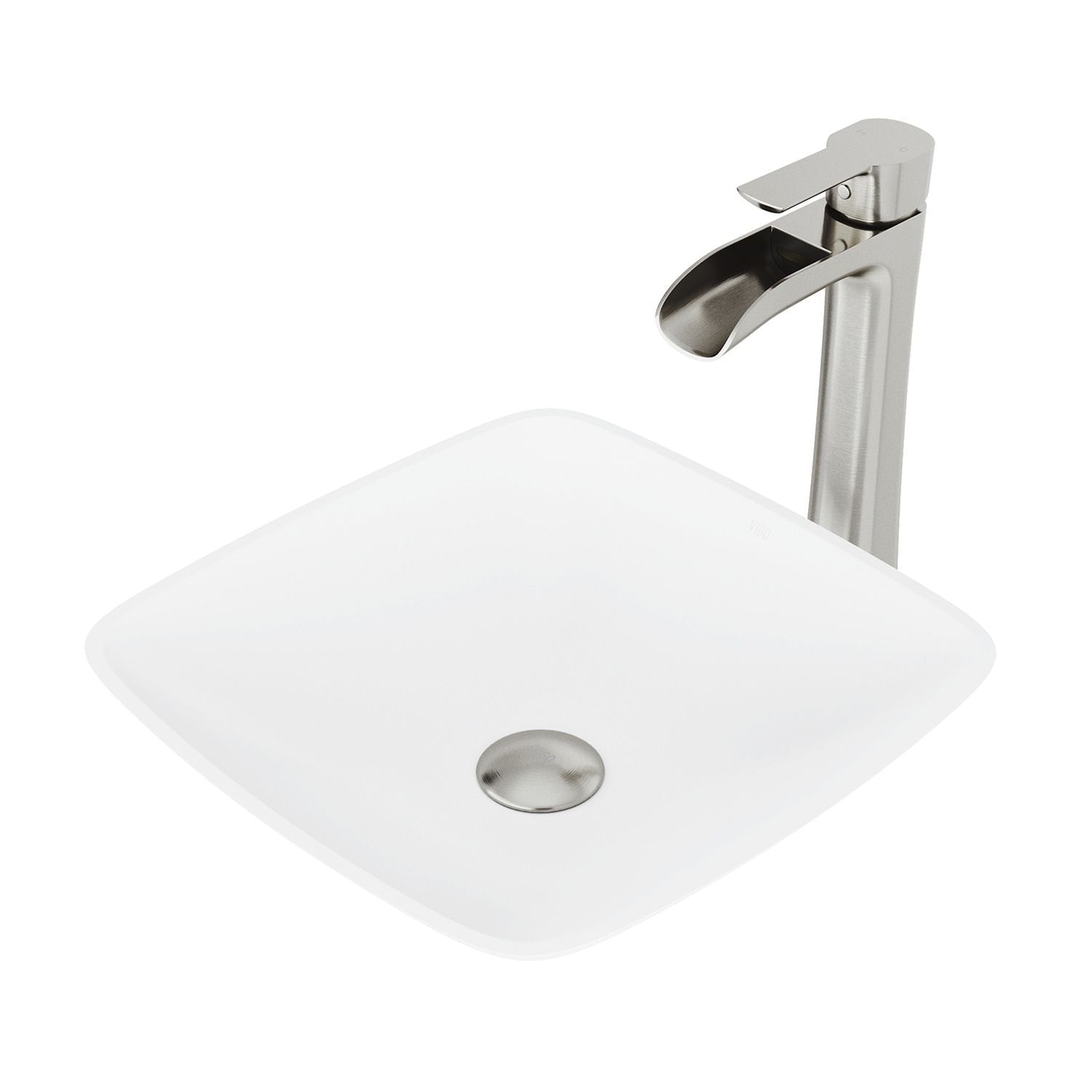 Hyacinth MatteStone White Bathroom Sink/Basin Set with Niko Faucet and Square Composite Vessel O4N6 - product image 1