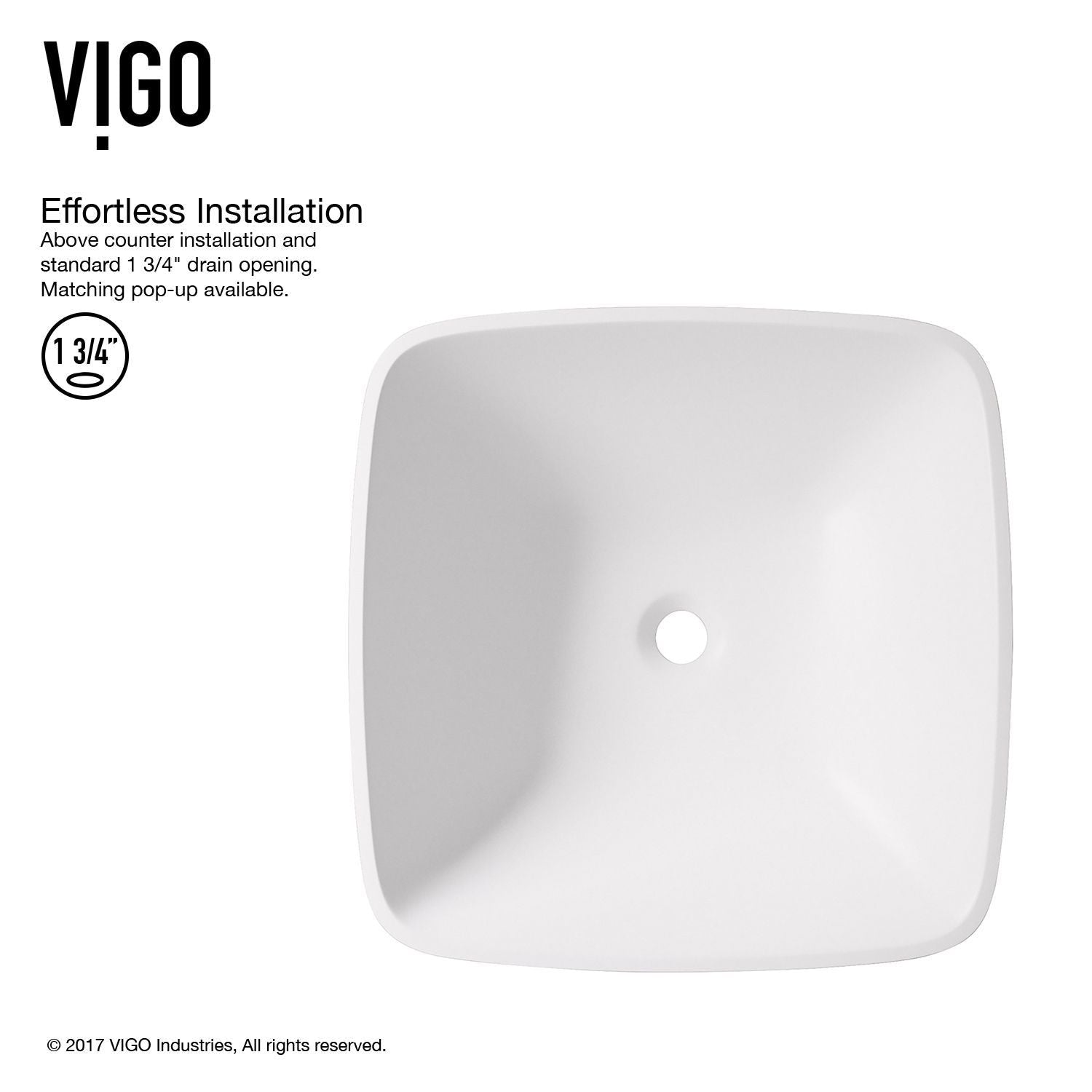 Hyacinth MatteStone White Bathroom Sink/Basin Set with Niko Faucet and Square Composite Vessel O4N6 - product image 5