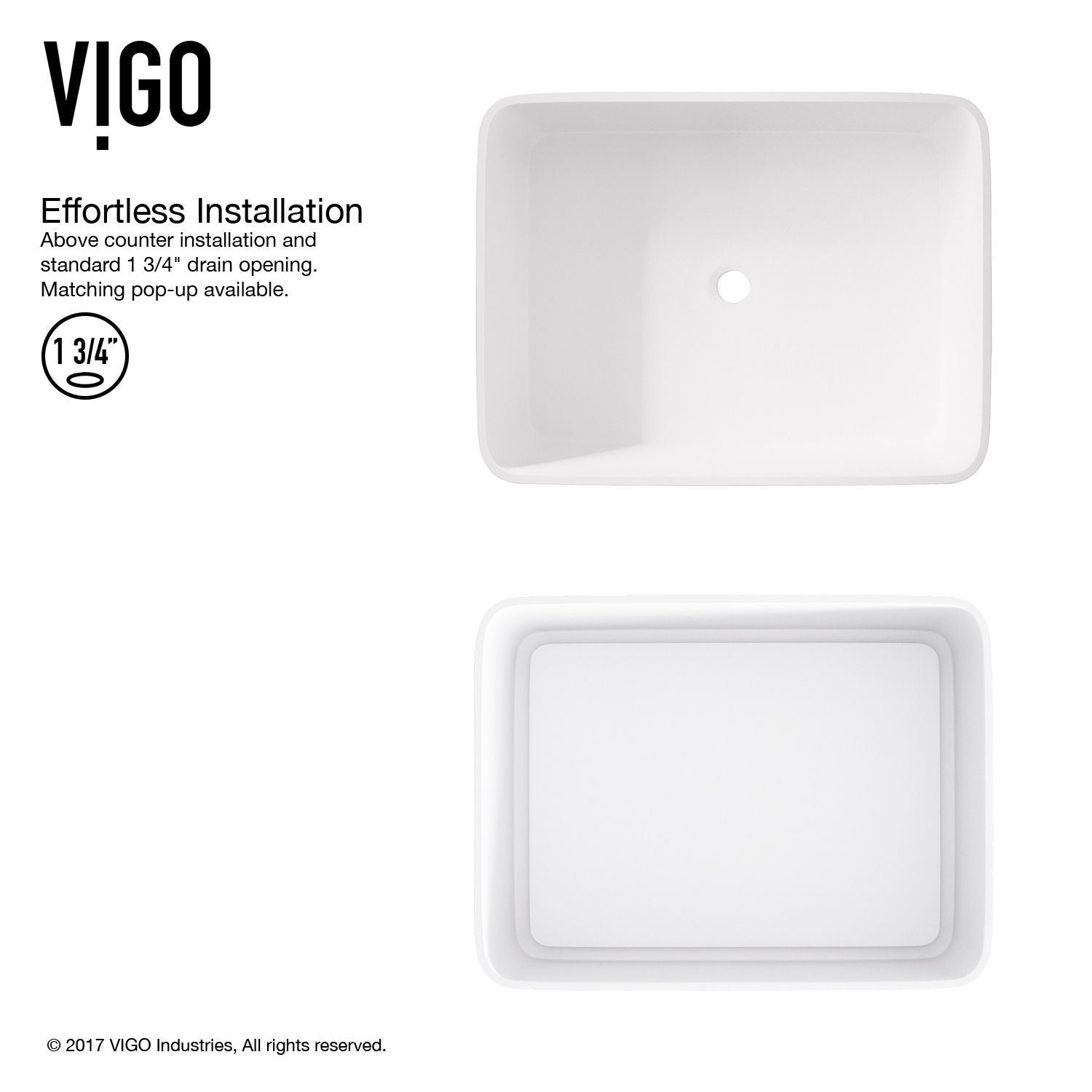 Jasmine MatteStone 18x15-in Deep White Bathroom Sink/Basin with Rectangular Vessel Z1M1 - product image 2