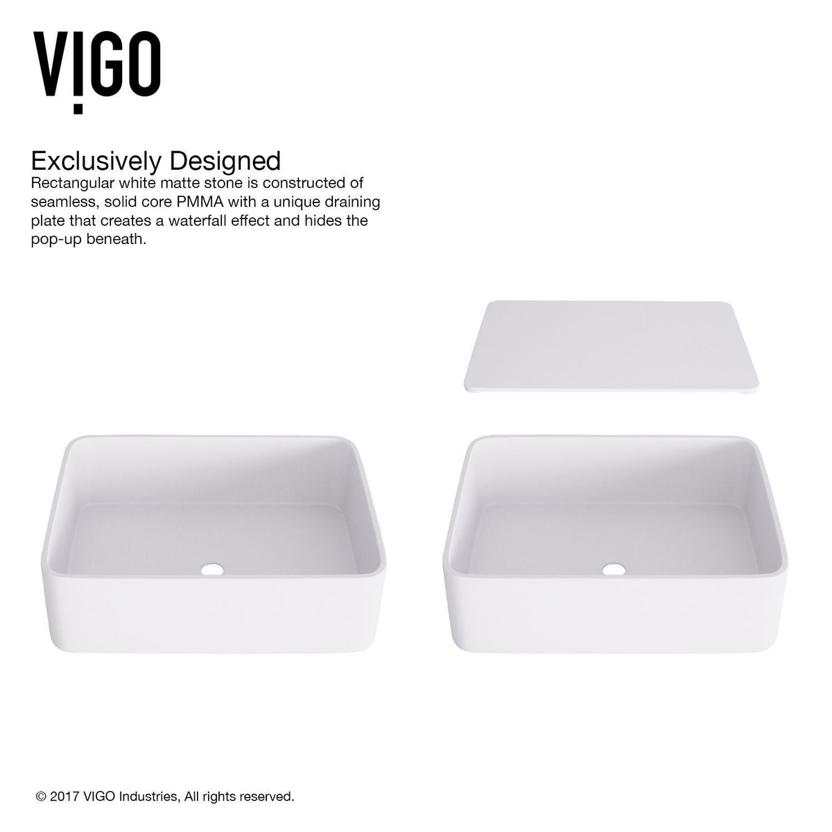 Jasmine MatteStone 18x15-in Deep White Bathroom Sink/Basin with Rectangular Vessel Z1M1 - product image 5
