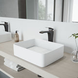 Jasmine MatteStone 18x15-in Deep White Bathroom Sink/Basin with Rectangular Vessel Z1M1 - product image 8