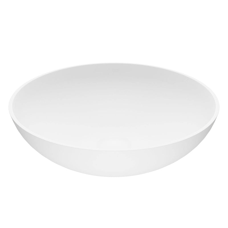 Lotus Matte Stone Round Composite Vessel Bathroom Sink/Basin with Deep Bowl, White N6B7