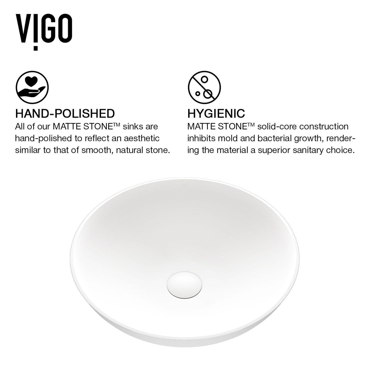 Lotus Matte Stone Round Composite Vessel Bathroom Sink/Basin with Deep Bowl, White N6B7 - product image 3