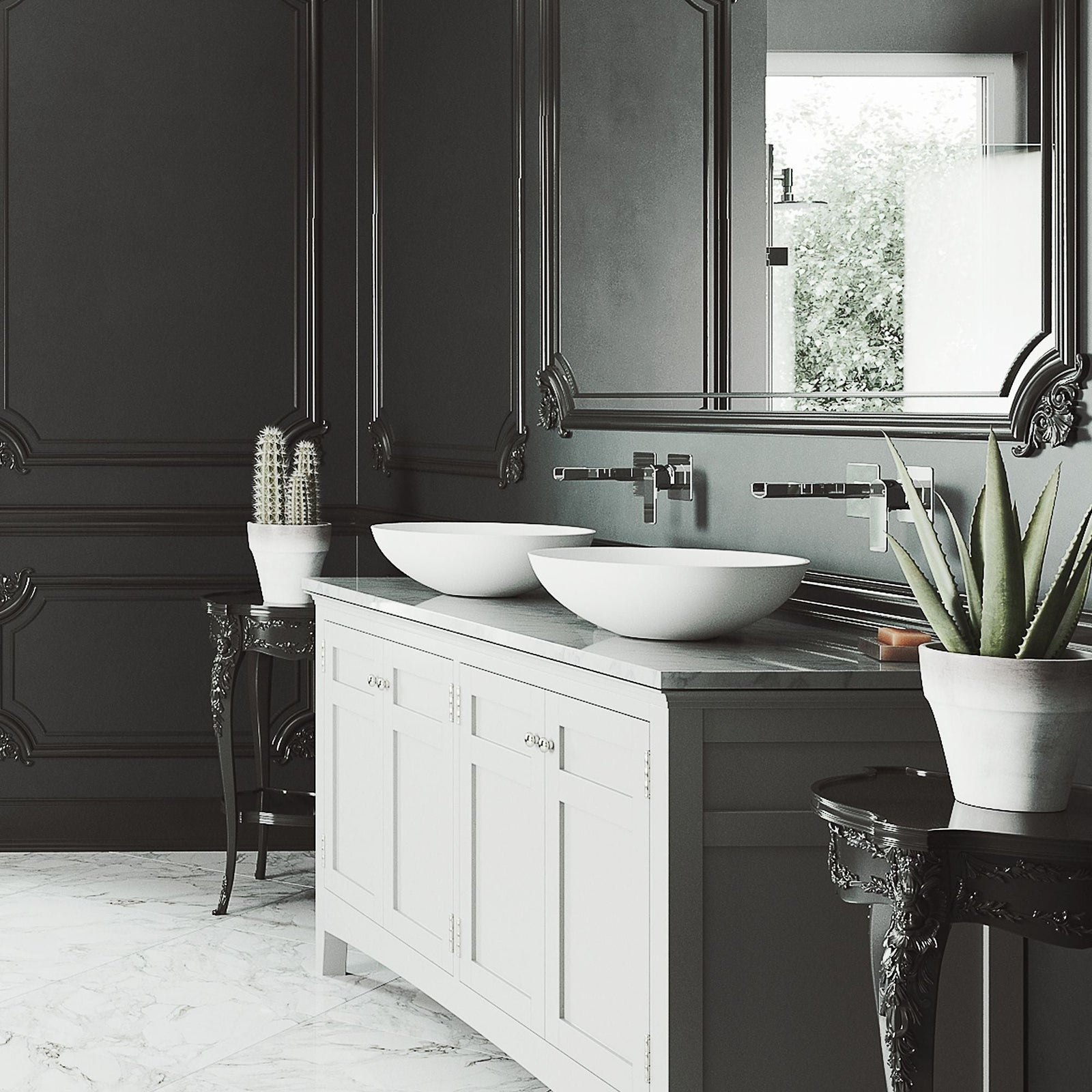 Lotus Matte Stone Round Composite Vessel Bathroom Sink/Basin with Deep Bowl, White N6B7 - product image 5