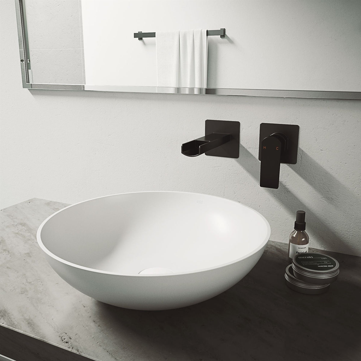 Lotus Matte Stone Round Composite Vessel Bathroom Sink/Basin with Deep Bowl, White N6B7 - product image 7