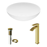Lotus MatteStone Round White Composite Bathroom Sink/Basin Set with Duris Faucet and Pop-Up Drain G1N7 - product image 2