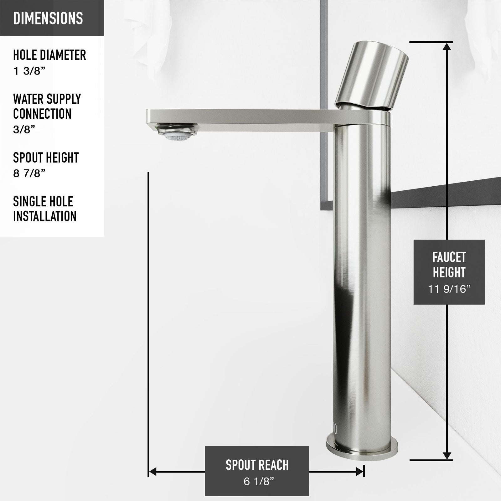 Lotus MatteStone White Bathroom Sink/Basin Set with Gotham Faucet and Round Composite Vessel W8H0 - product image 6