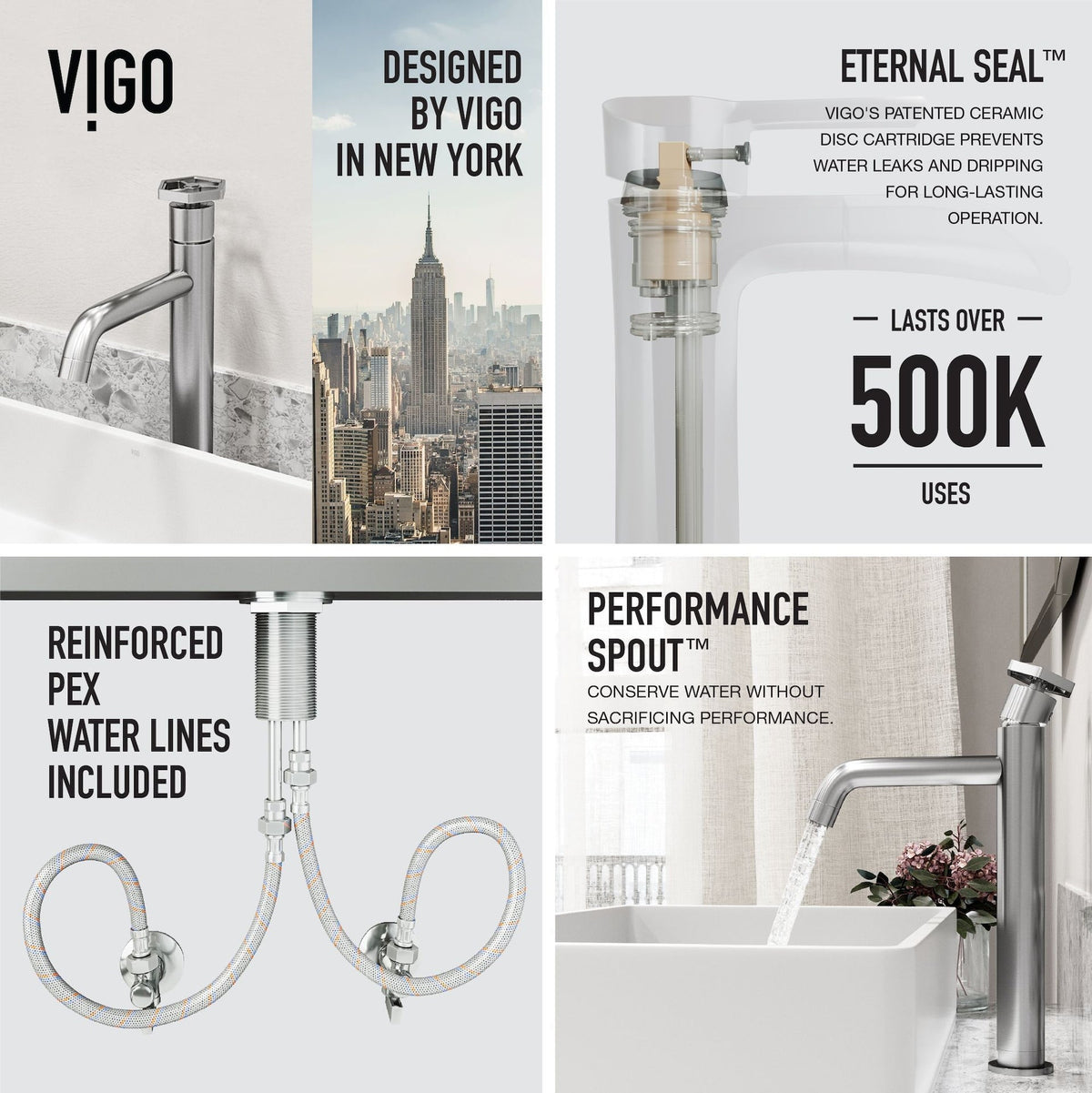 Magnolia MatteStone White Bathroom Sink/Basin Set with Ruxton Faucet and Rectangular Composite Vessel O0U2 - product image 3