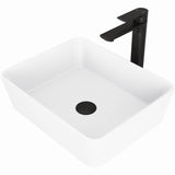 Marigold MatteStone Matte White Bathroom Sink/Basin Set with Norfolk Faucet and Rectangular Composite Vessel U2P4 - product image 1