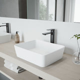 Marigold MatteStone Matte White Bathroom Sink/Basin Set with Norfolk Faucet and Rectangular Composite Vessel U2P4 - product image 7