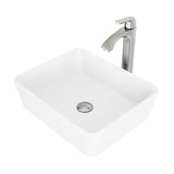 Marigold MatteStone White Bathroom Sink/Basin Set with Linus Faucet and Rectangular Composite Vessel K2C8 - product image 1