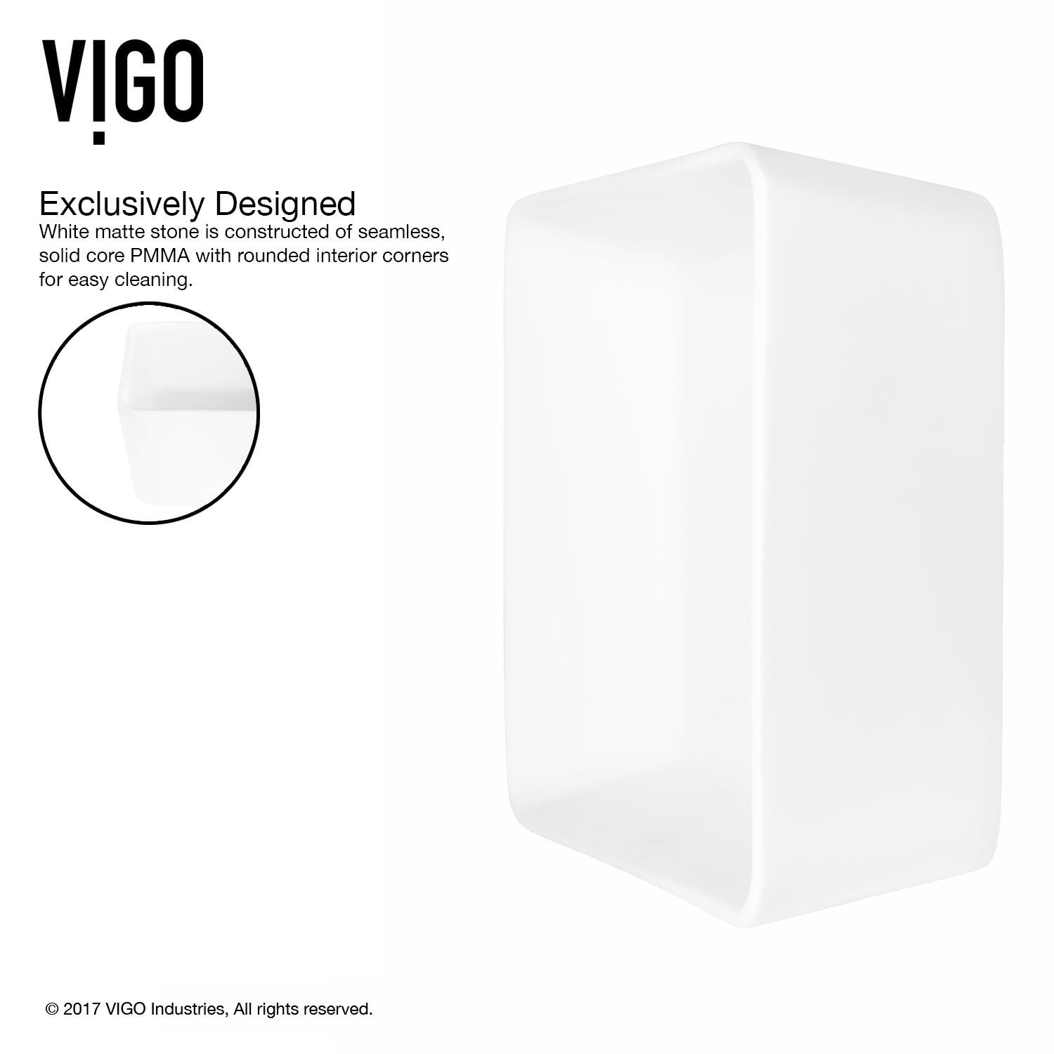 Marigold MatteStone White Bathroom Sink/Basin Set with Linus Faucet and Rectangular Composite Vessel K2C8 - product image 6