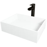Montauk MatteStone White Bathroom Sink/Basin Set with Amada Faucet and Rectangular Composite Vessel K3U4 - product image 1