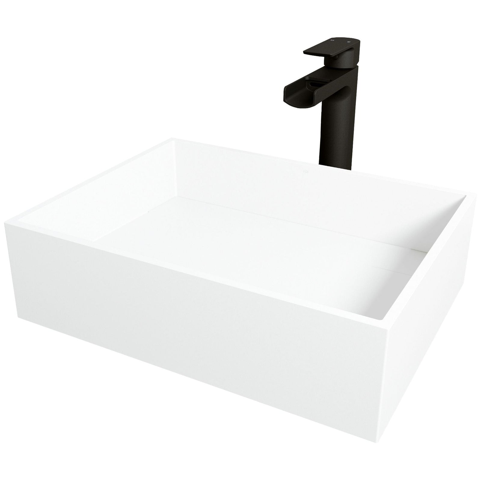Montauk MatteStone White Bathroom Sink/Basin Set with Amada Faucet and Rectangular Composite Vessel K3U4 - product image 1