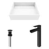 Montauk MatteStone White Bathroom Sink/Basin Set with Amada Faucet and Rectangular Composite Vessel K3U4 - product image 2