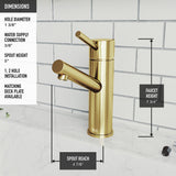 Noma Single Handle Single Hole Bathroom Sink Faucet, WaterSense Certified, Matte Gold E0B5 - product image 5