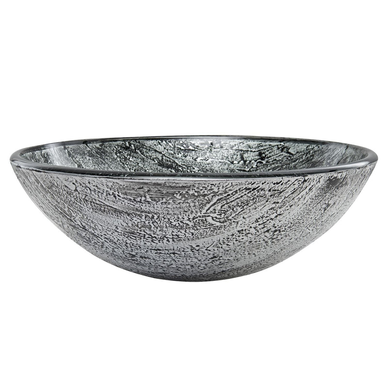 Round Glass Vessel Bathroom Sink/Basin with Deep Bowl, Titanium Y3Q0
