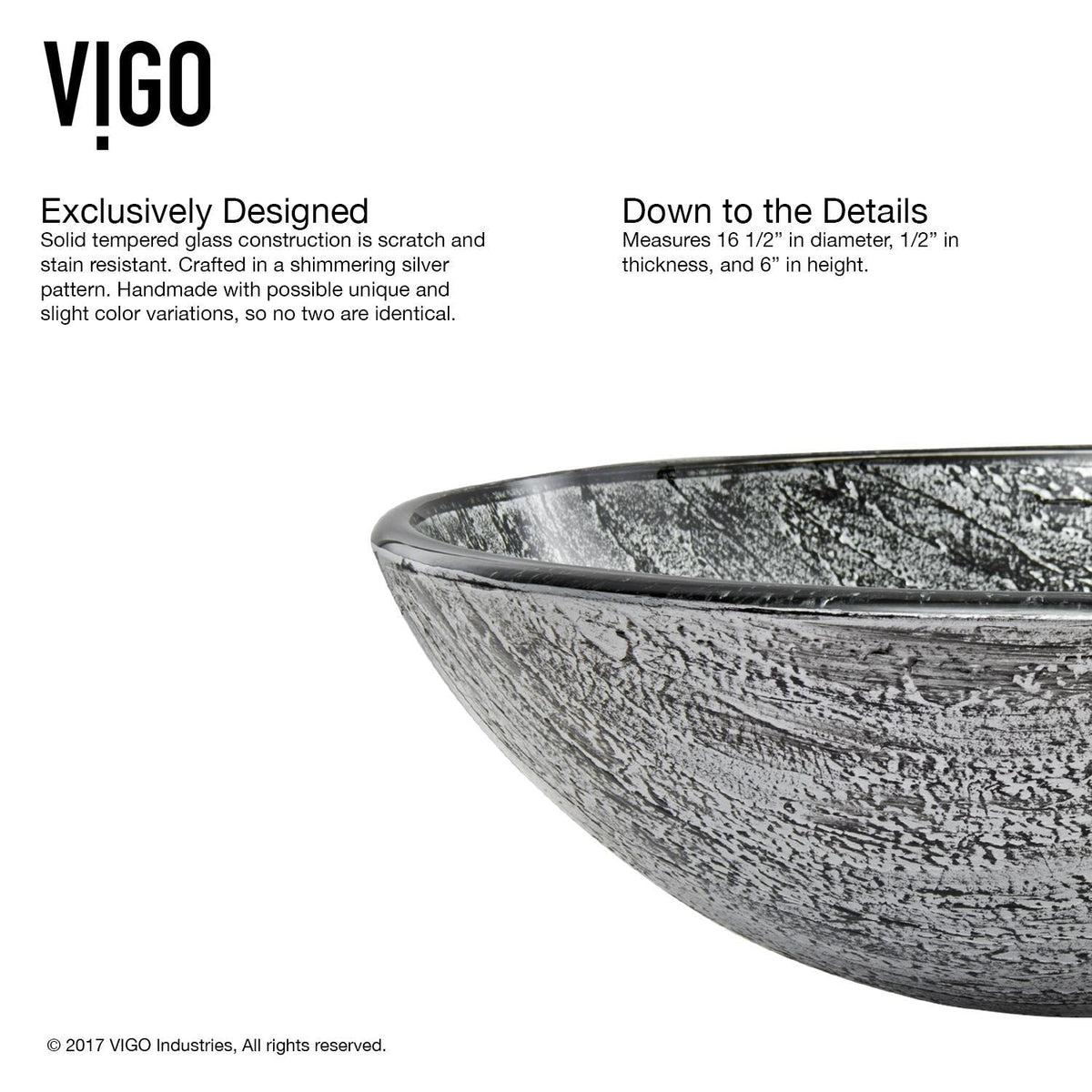 Round Glass Vessel Bathroom Sink/Basin with Deep Bowl, Titanium Y3Q0 - product image 6