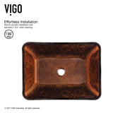 Russet Glass 18-in Red/Brown Bathroom Sink/Basin Set with Niko Faucet and Rectangular Vessel J0D2 - product image 4
