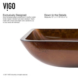 Russet Glass 18-in Red/Brown Bathroom Sink/Basin Set with Niko Faucet and Rectangular Vessel J0D2 - product image 6