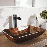 Russet Glass 18-in Red/Brown Bathroom Sink/Basin Set with Niko Faucet and Rectangular Vessel J0D2 - product image 7