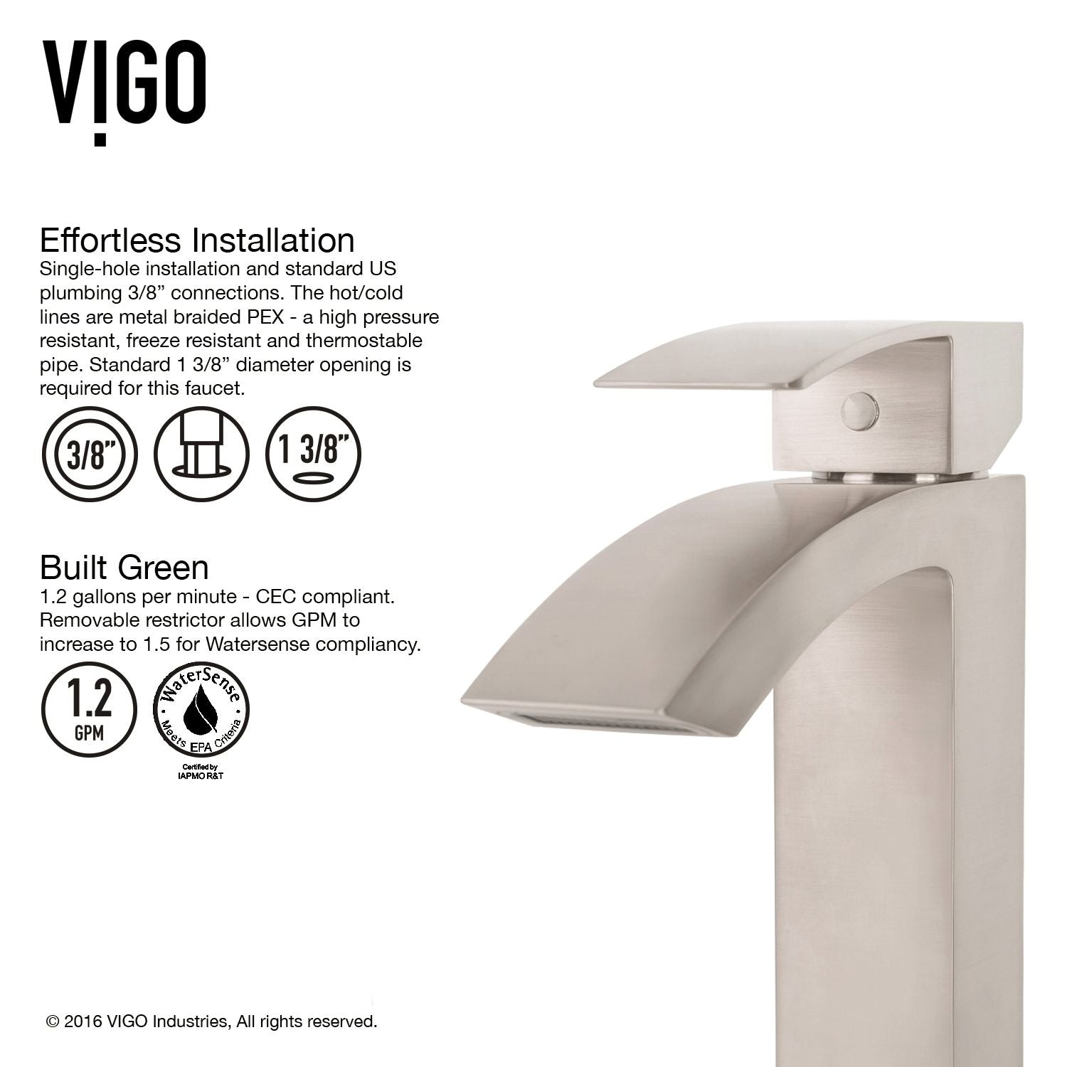 Satro Single Handle Single Hole Bathroom Sink Faucet, WaterSense Certified, Brushed Nickel O9X8 - product image 4