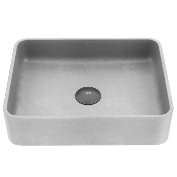 Segovia Gothic ConcretoStone 16x12-in Deep Grey Bathroom Sink/Basin with Rectangular Vessel J3N0