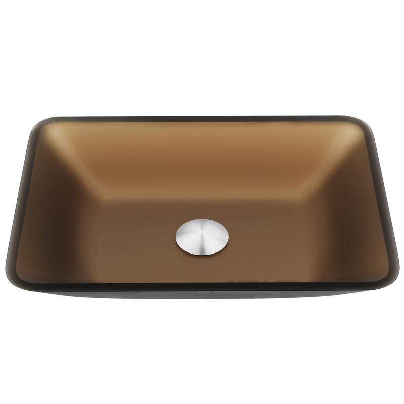 Sottile Glass Bathroom Sink/Basin and Faucet Set with Rectangular Vessel, Various Colours B5J7