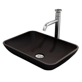 Sottile MatteShell Matte Black Bathroom Sink/Basin Set with Cass Faucet and Glass Rectangular Vessel Z8N3 - product image 1