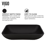 Sottile MatteShell Matte Black Bathroom Sink/Basin Set with Cass Faucet and Glass Rectangular Vessel Z8N3 - product image 3