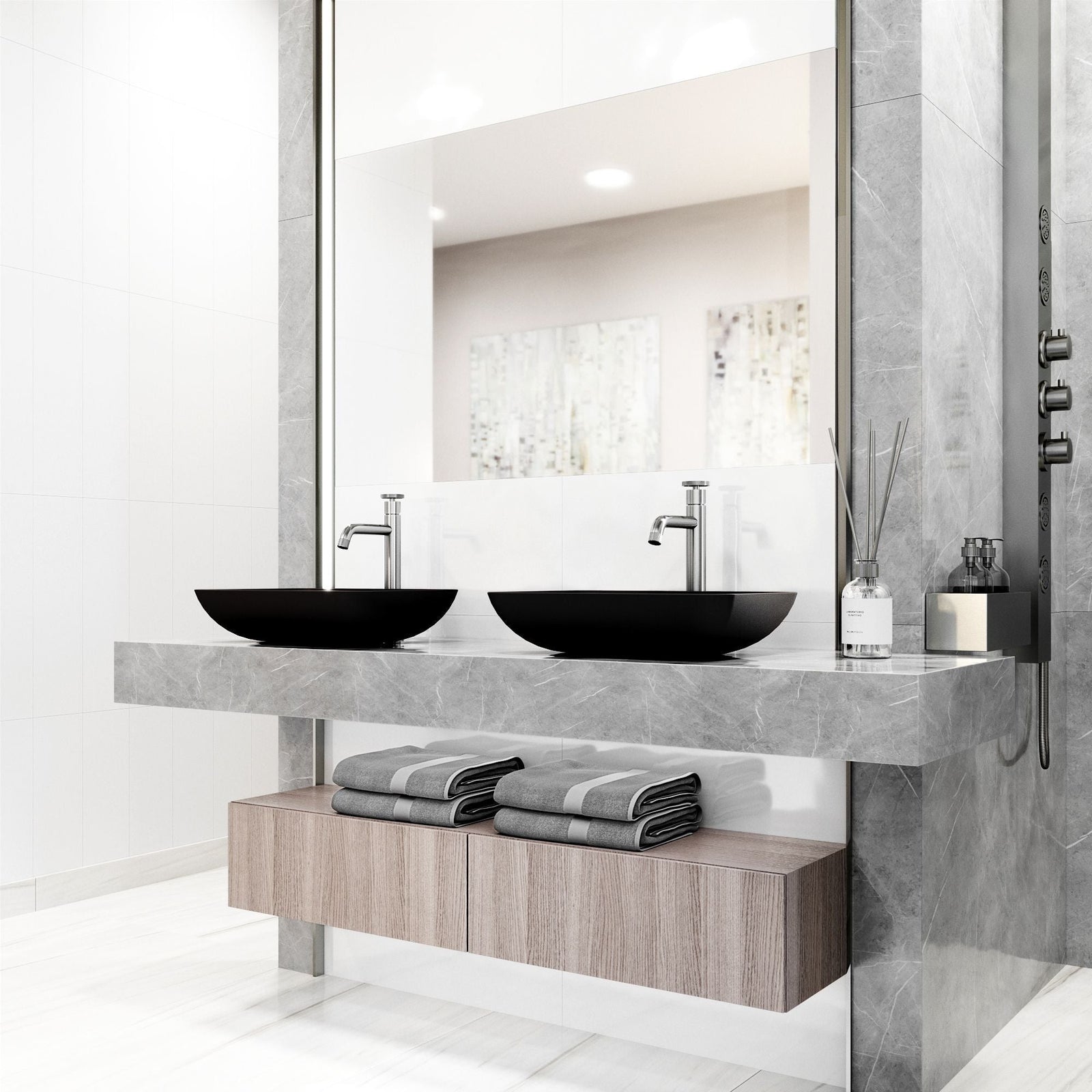 Sottile MatteShell Matte Black Bathroom Sink/Basin Set with Cass Faucet and Glass Rectangular Vessel T4V0 - product image 8