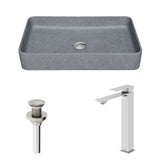 Tarragona Gothic ConcretoStone Grey Bathroom Sink/Basin Set with Dunn Faucet and Rectangular Vessel V2H0 - product image 2