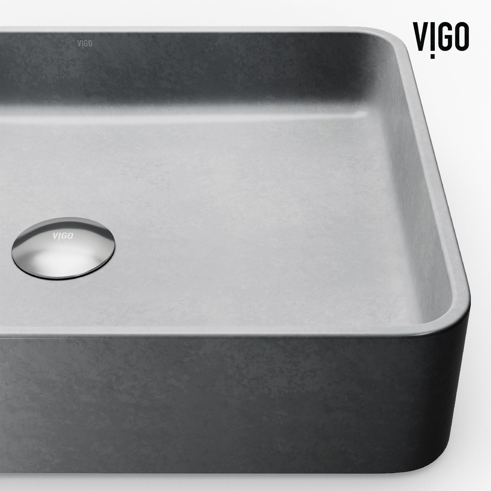 Tarragona Gothic ConcretoStone Grey Bathroom Sink/Basin Set with Dunn Faucet and Rectangular Vessel V2H0 - product image 5
