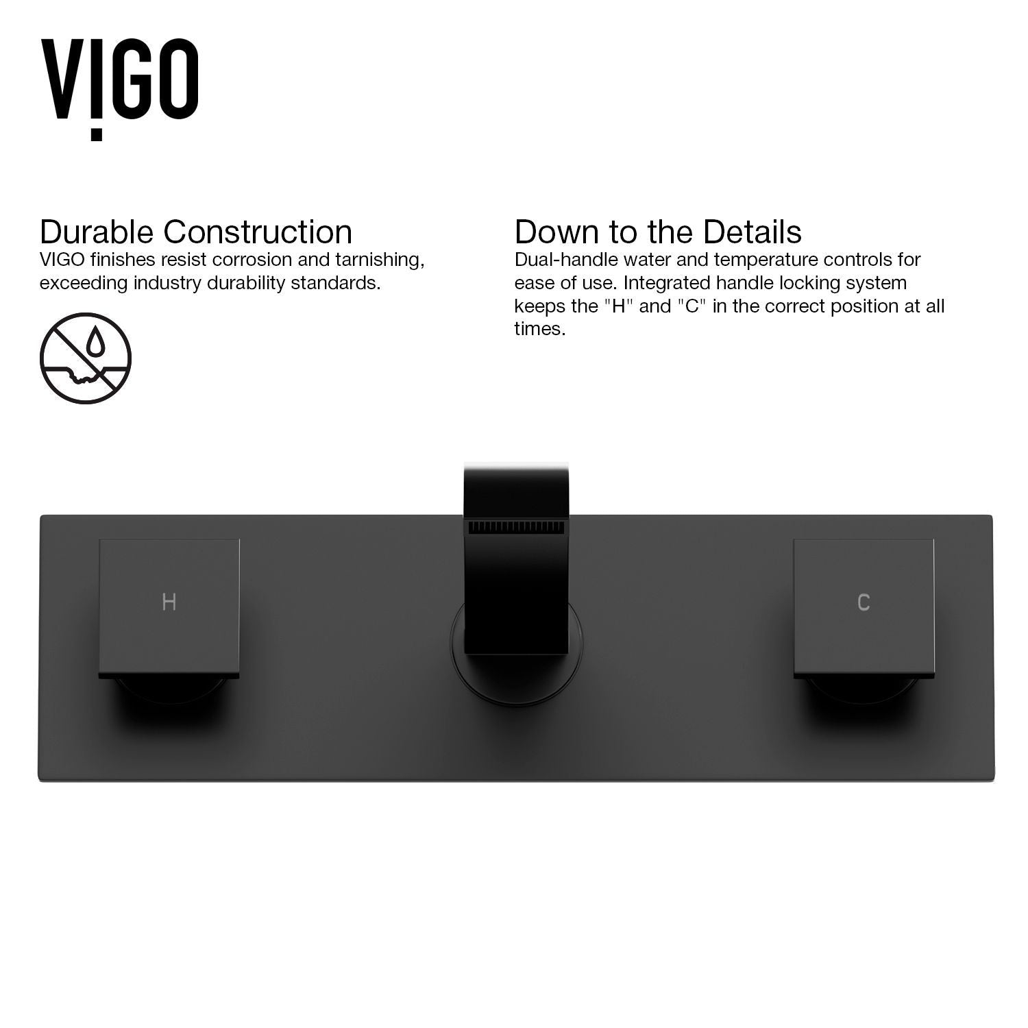 Titus Wall Mount Dual Handle Bathroom Sink Faucet, Eco-Friendly 1.2 GPM Flow Rate, Matte Black W2B2 - product image 3