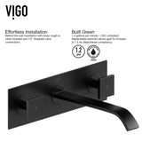 Titus Wall Mount Dual Handle Bathroom Sink Faucet, Eco-Friendly 1.2 GPM Flow Rate, Matte Black R9N0 - product image 6