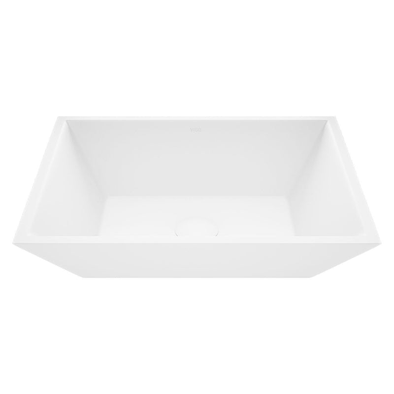 Vinca Matte Stone Vessel Bathroom Sink/Basin with Deep Bowl, White W2A5