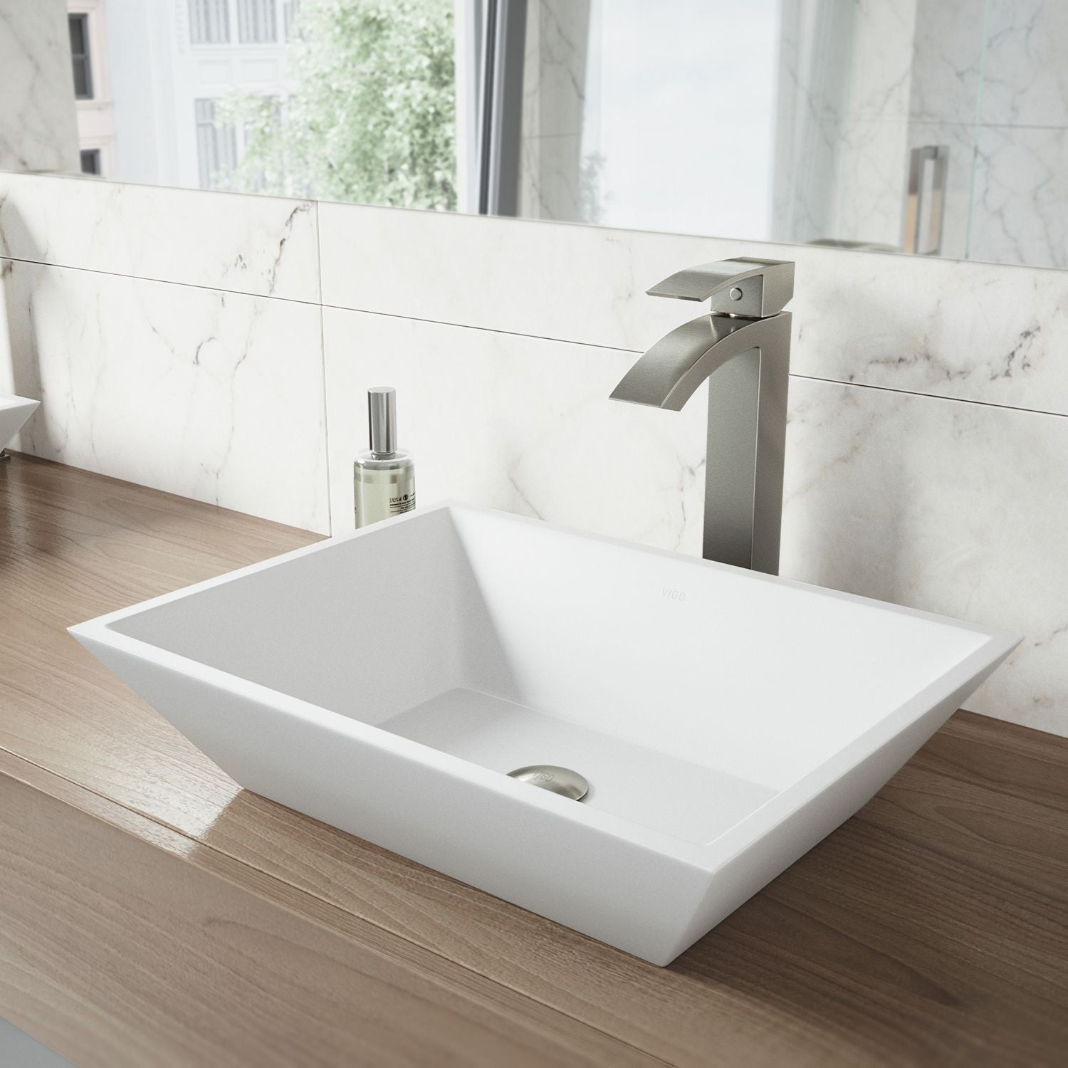 Vinca Matte Stone Vessel Bathroom Sink/Basin with Deep Bowl, White W2A5 - product image 6